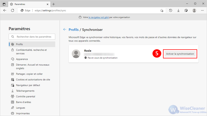 Synchronisation de Microsoft Edge