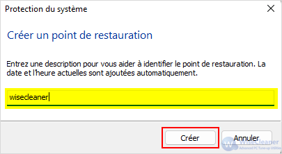 Créer un point de restauration