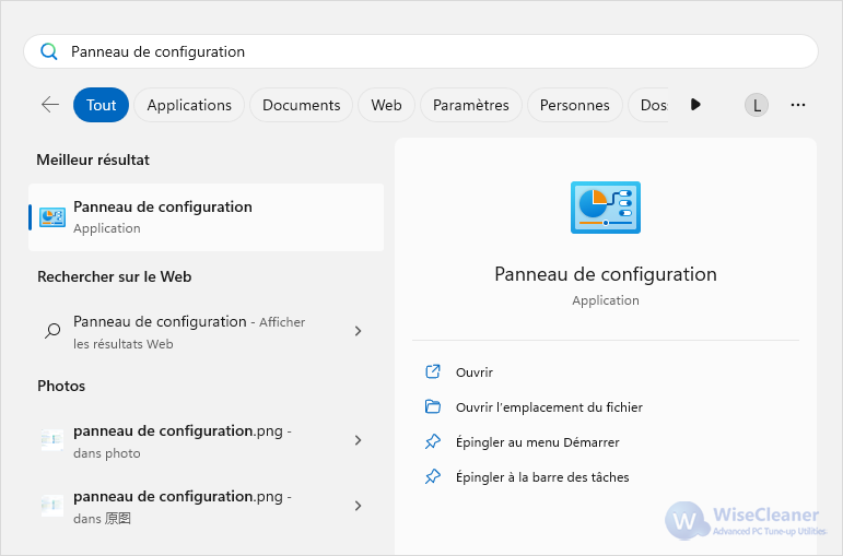 Panneau de configuration 