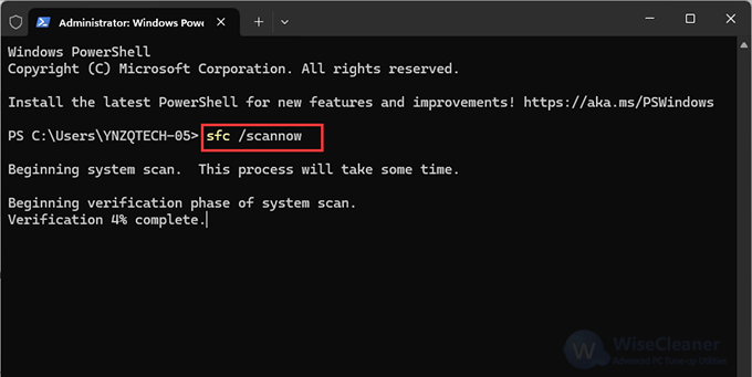 Run the sfc /scannow command in Command Prompt. 