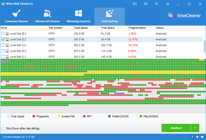 Wise Disk Cleaner disk defrag