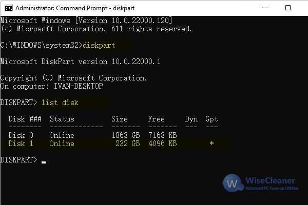 Check the disk partition style