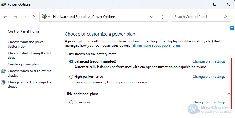 select a predefined plan