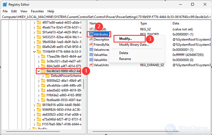 Editing corresponding key in Registry Editor