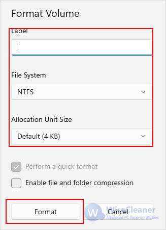 Configure format settings