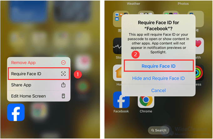 3.	Select Require Face ID, then tap Require Face ID again to authenticate using Face ID