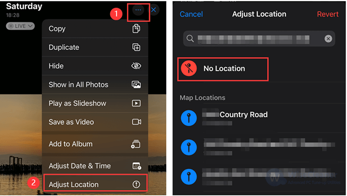 Tap on the No Location option 