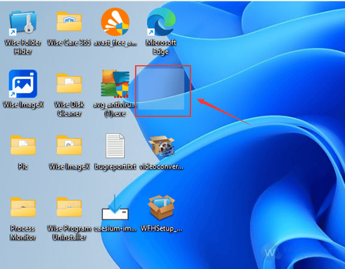 Press Ctrl + A to highlight desktop to find the hidden folder. 